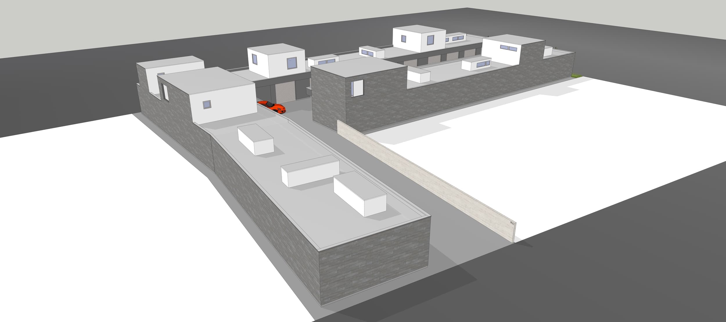 メタルと木質のコントラストが際立つ外観